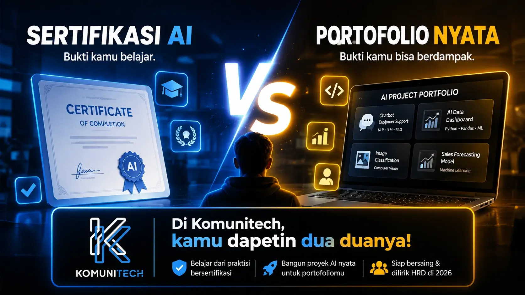 Gambar Sertifikasi AI vs Portofolio Nyata: Mana yang Bikin Kamu Dilirik HRD 2026? 6 by Komunitech AI sertifikat vs portofolio AI mana yang lebih penting