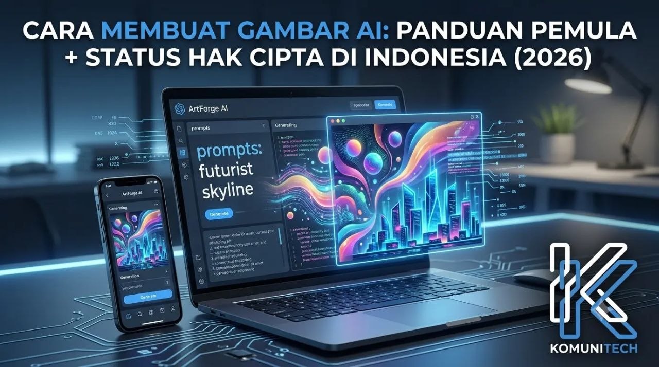 Gambar Cara Membuat Gambar AI: Panduan Pemula + Status Hak Ciptanya di Indonesia (2026) by Komunitech AI