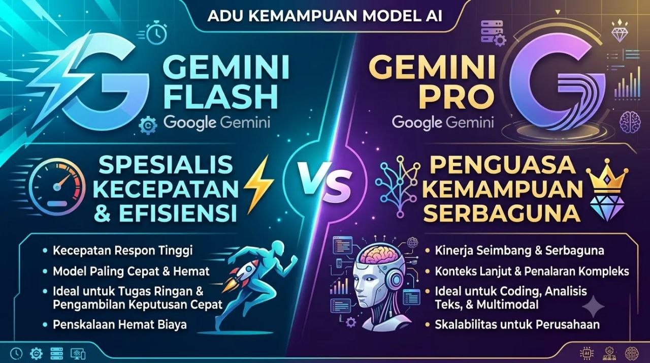 Gambar Gemini Flash vs Pro: Bedanya, Harga & Cara Pilih 1 by Komunitech AI Gambar Gemini Flash vs Pro: Bedanya, Harga & Cara Pilih by Komunitech AI