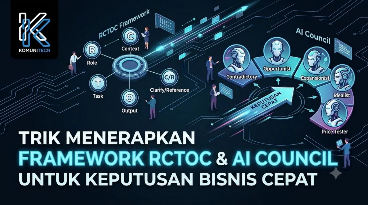 Gambar Trik Menerapkan Framework RCTOC & AI Council untuk Keputusan Bisnis Cepat 1 by Komunitech AI Gambar Trik Menerapkan Framework RCTOC & AI Council untuk Keputusan Bisnis Cepat by Komunitech AI
