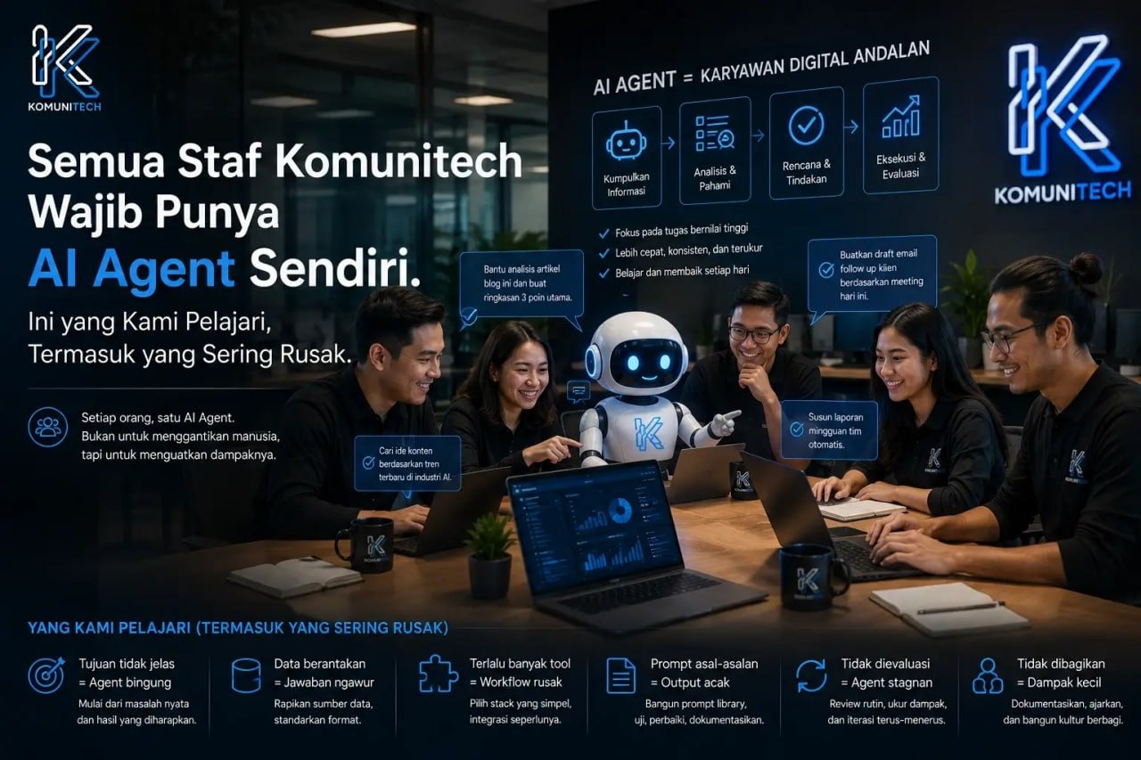 Gambar Semua Staf KomuniTech Wajib Punya AI Agent Sendiri: Ini yang Kami Pelajari (Termasuk yang Sering Rusak) 3 by Komunitech AI Gambar Semua Staf KomuniTech Wajib Punya AI Agent Sendiri: Ini yang Kami Pelajari (Termasuk yang Sering Rusak) by Komunitech AI