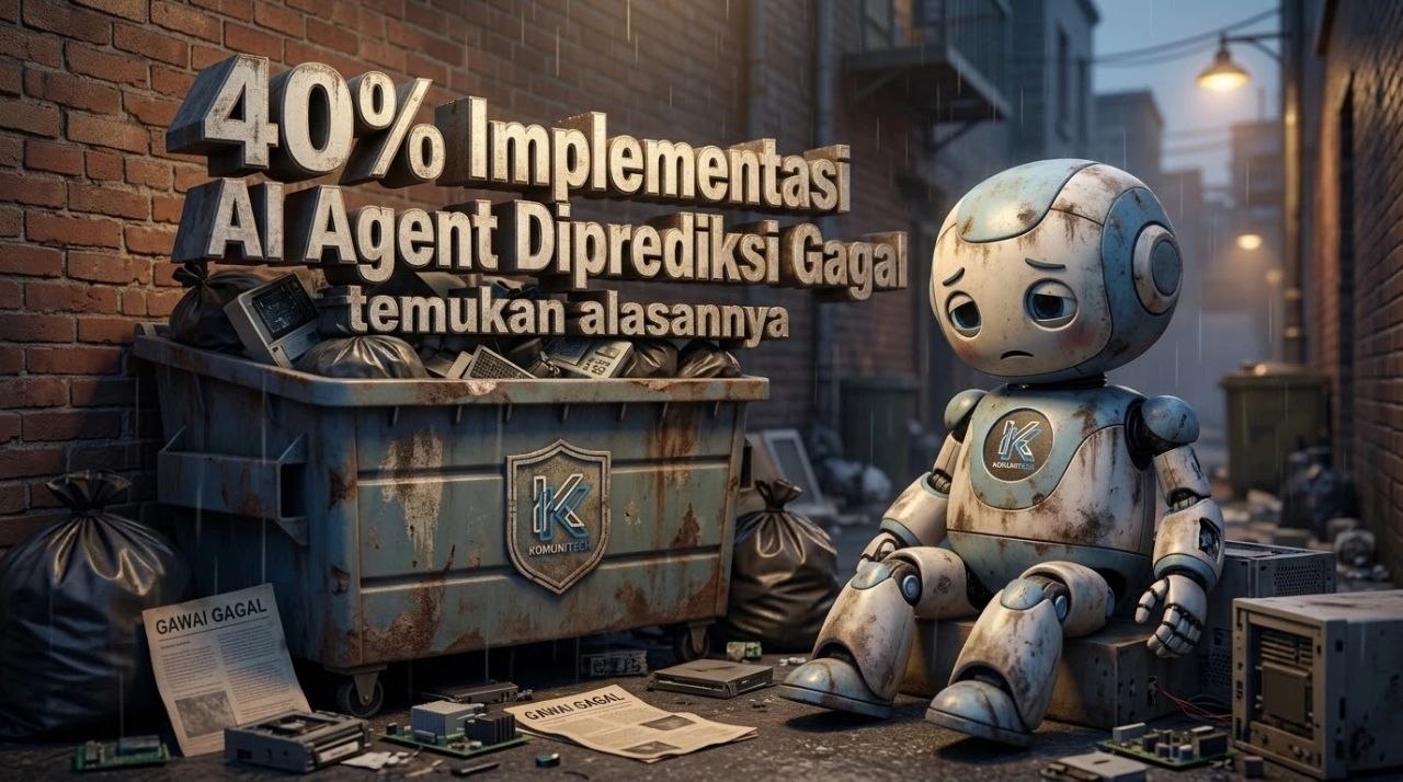 Gambar Kenapa 40% Proyek AI Agent Gagal — dan Cara Masuk ke 60% yang Berhasil 1 by Komunitech AI Kenapa proyek ai agent gagal hero - Kenapa 40% Proyek AI Agent Gagal — dan Cara Masuk ke 60% yang Berhasil