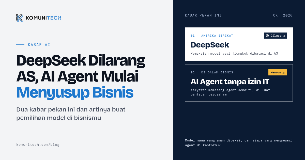 Gambar DeepSeek Dilarang AS, AI Agent Mulai Menyusup Bisnis 1 by Komunitech AI DeepSeek Dilarang AS AI Agent Menyusup Bisnis@1x - DeepSeek Dilarang AS, AI Agent Mulai Menyusup Bisnis