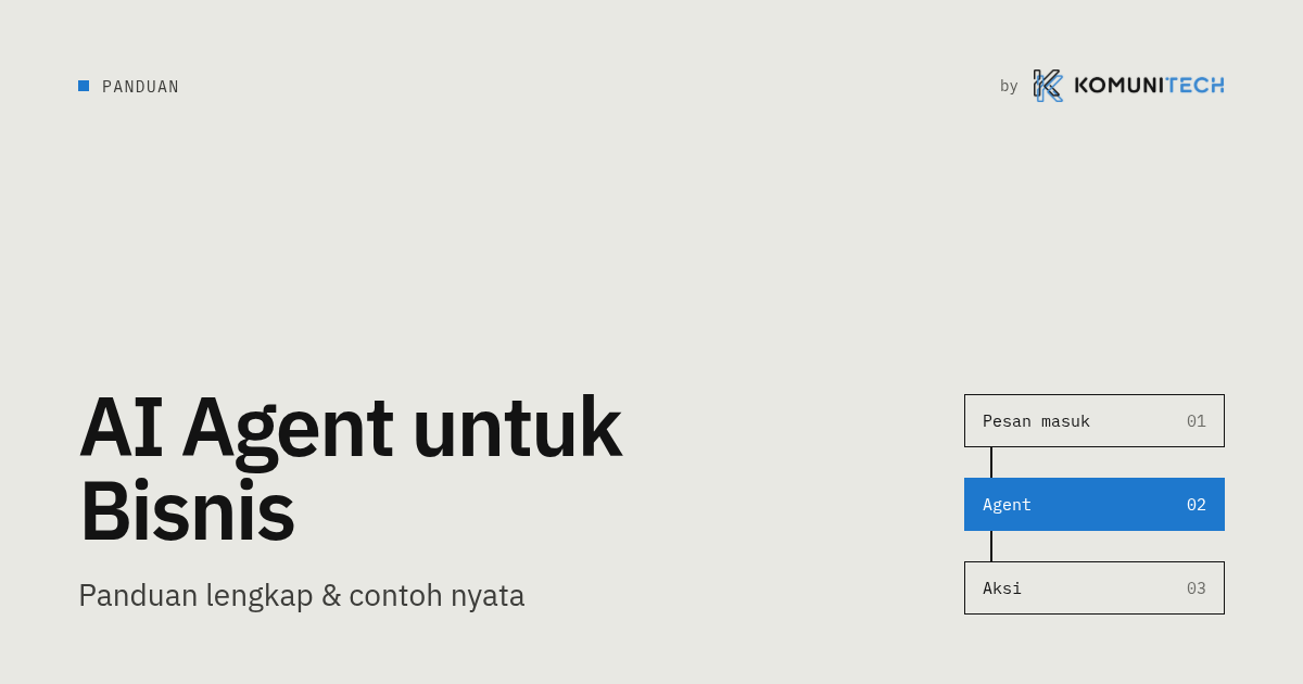 Gambar AI Agent untuk Bisnis: Manfaat, Contoh, dan Cara Memulai 1 by Komunitech AI Ai agent untuk bisnis hero - AI Agent untuk Bisnis: Manfaat, Contoh, dan Cara Memulai