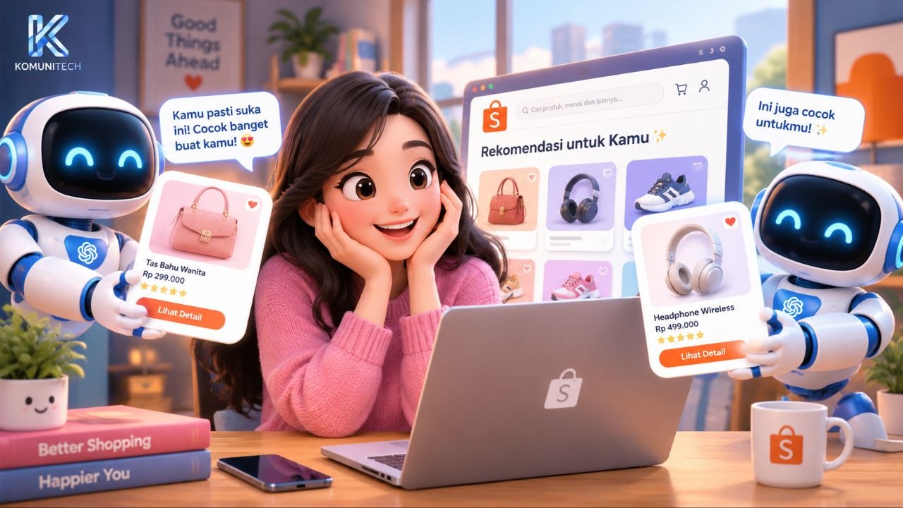 Gambar Masa Depan Pencarian Produk di E-Commerce: AI Agent Belanja dan Tantangannya (2026) 1 by Komunitech AI Masa depan pencarian produk ecommerce ai agent - Masa Depan Pencarian Produk di E-Commerce: AI Agent Belanja dan Tantangannya (2026)