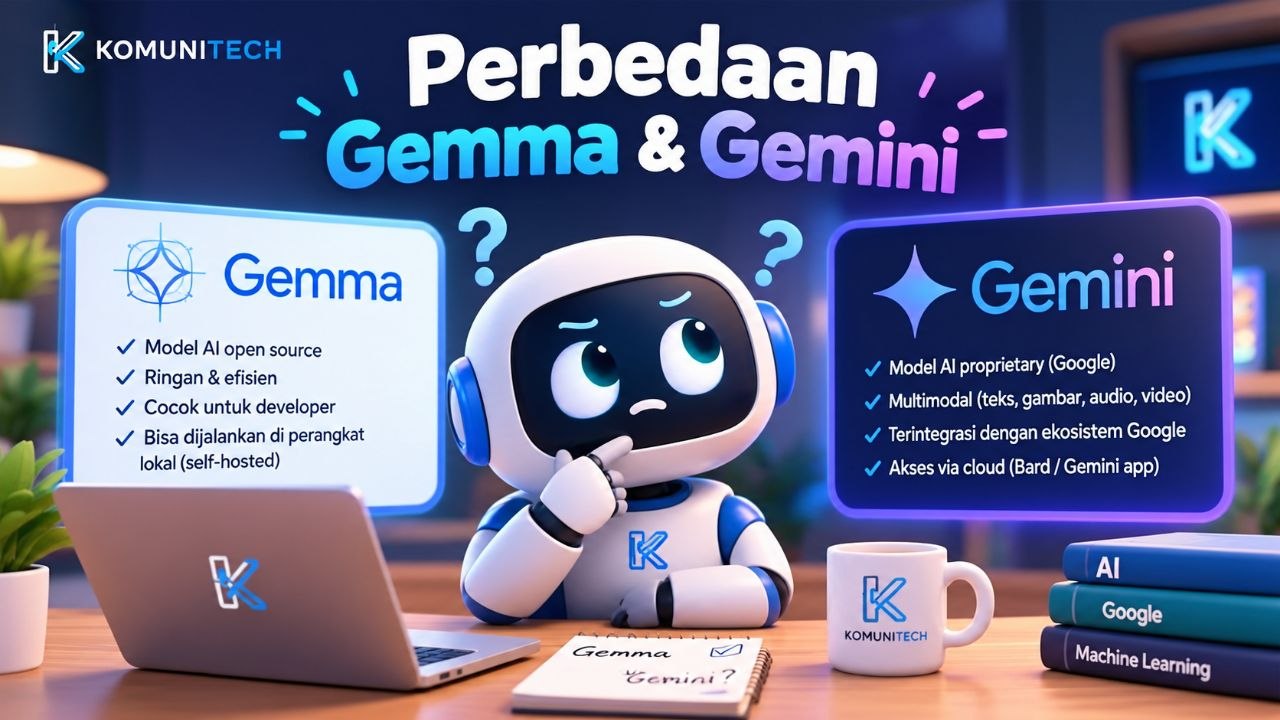 Gambar Gemma vs Gemini: Apa Bedanya dan Mana yang Cocok Buat Kamu? (2026) by Komunitech AI